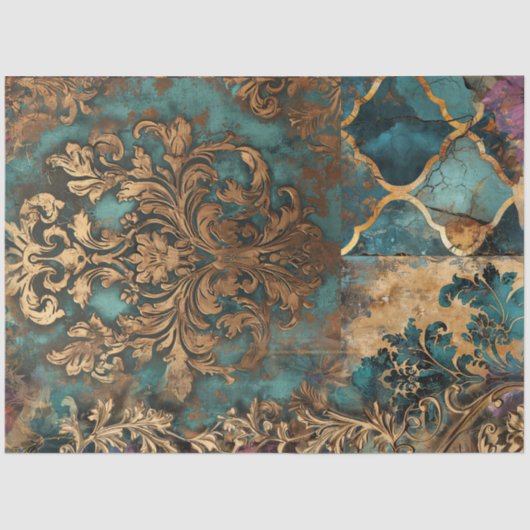 Scrapbook Damask Collage Patina Tissuepapier (Voorkant)