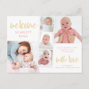 Scrapbook Love Editable Color Birth Announounding Briefkaart