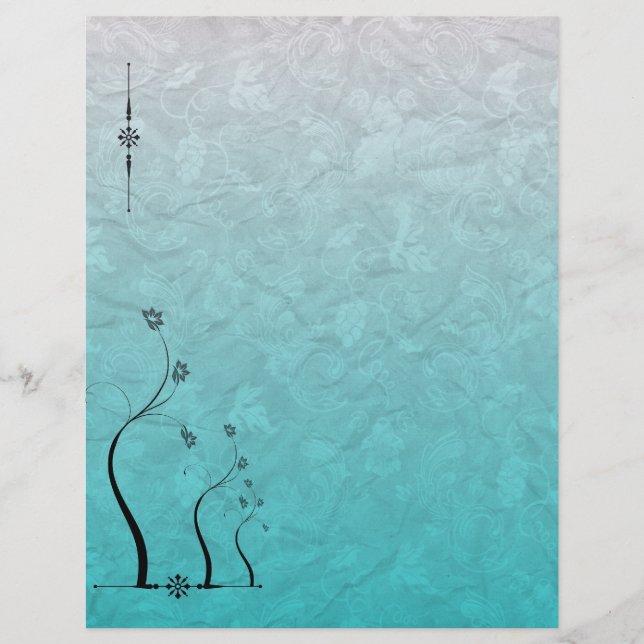 Scrapbook Paper Blauwgroen Grapevine Floral (Voorkant)