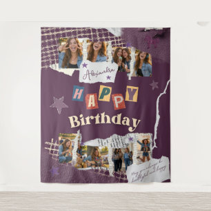 Scrapbook Stijl Feest Foto Verjaardagsachtergrond Wandkleed