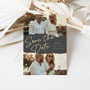 Scrapbook Two Photo Save The Date Folie Uitnodiging