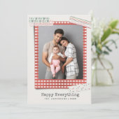 Scrapbooking Vakanties | Gingham Frame foto Feestdagenkaart (Staand voorkant)