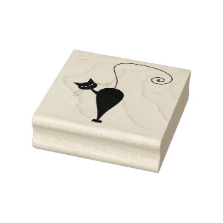 Scrappy Cat Zwarte Kat Aangepaste Rubber Stempel