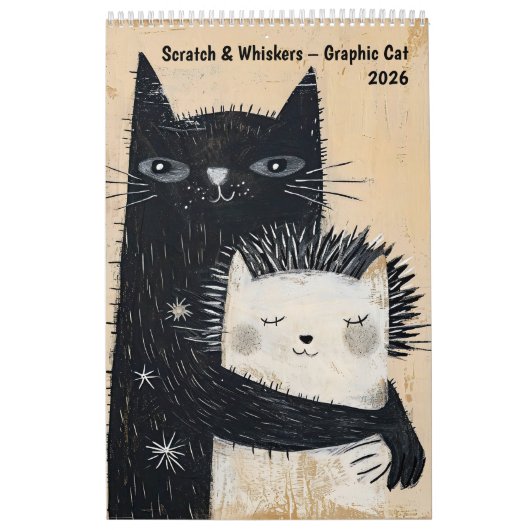 Scratch & Whiskers – Graphic Cat Calendar 2026 Kalender (Hoes)
