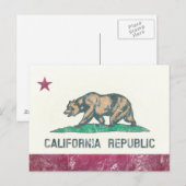 Scratched California Republic Flag Briefkaart (Voorkant / Achterkant)