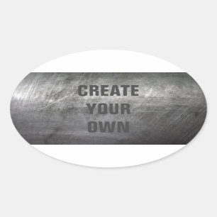 Scratched, geborsteld metaal ovale sticker