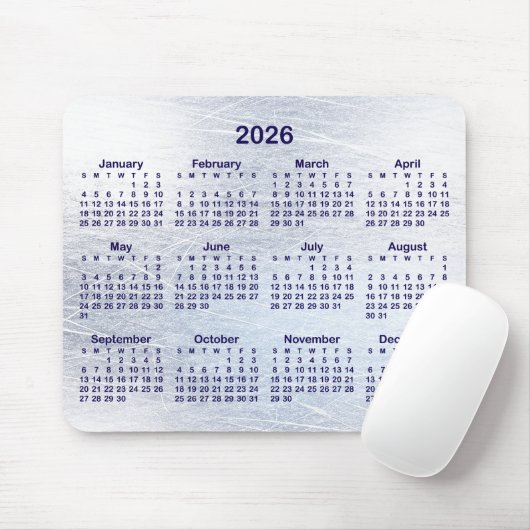 Scratched Ice Ink 2026 Calendar Muismat (Met muis)