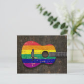 Scratched Rainbow Gay Pride Flag akoestische gitaa Briefkaart (Staand voorkant)