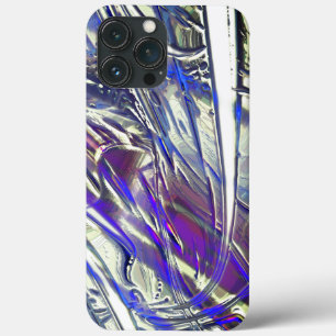 Scratches op een zilvertextuur onder blauwe damp iPhone 13 pro max hoesje
