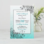 Scratchy Blauwgroen en zwarte script huwelijksuitn Kaart (Staand voorkant)