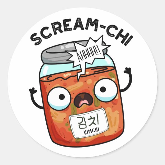 Scream-chi Grappige Kimchi Puns Ronde Sticker (Voorkant)