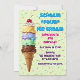 Scream FOUR Ice Cream, 4th Birthday  Kaart