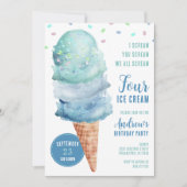 Scream FOUR Ice Cream Birthday Party Invitation (Devant)
