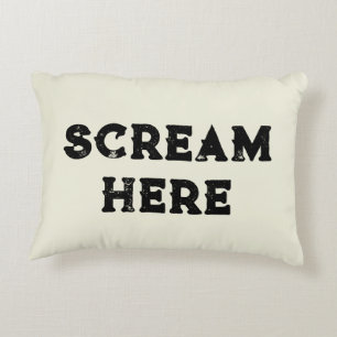 "Scream Here" Typografie Halloween Grappige Stress Accent Kussen