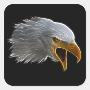 Screaming American Bald Eagle Head Vierkante Sticker