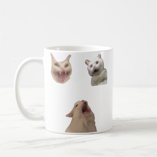 Screaming Cat Set Funny Meme for Cat Lovers Mug (Gauche)