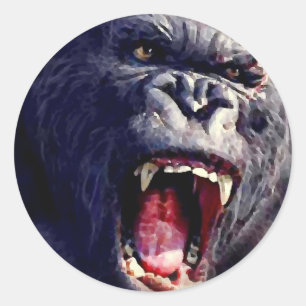 Screaming Gorilla Ronde Sticker