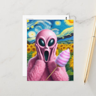 Screaming Pink Alien Fine Art Parodie Briefkaart