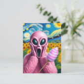 Screaming Pink Alien Fine Art Parodie Briefkaart (Staand voorkant)