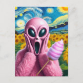 Screaming Pink Alien Fine Art Parodie Briefkaart (Voorkant)