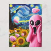 Screaming Pink Alien Fine Art Parodie Briefkaart (Voorkant)