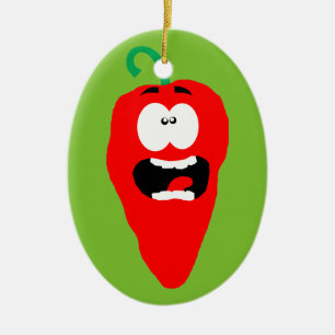 Screaming Red Hot Chili Pepper Keramisch Ornament