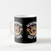 Screaming Self Care Funny Cat Owners Cat Mom Dads Koffiemok (Voorkant links)