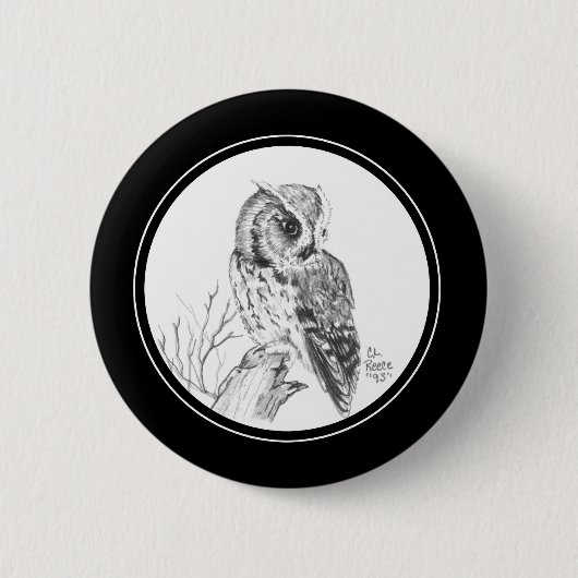Screech Owl Button in potlood (Voorkant)