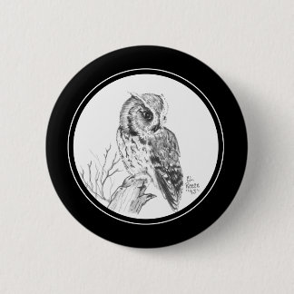 Screech Owl Button in potlood
