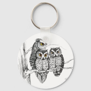 Screech Owl Family Sleutelhanger