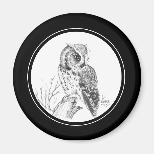 Screech Uil Magnet in potlood Magneet (Voorkant)