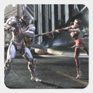 Screenshot: Cyborg vs Harley Vierkante Sticker