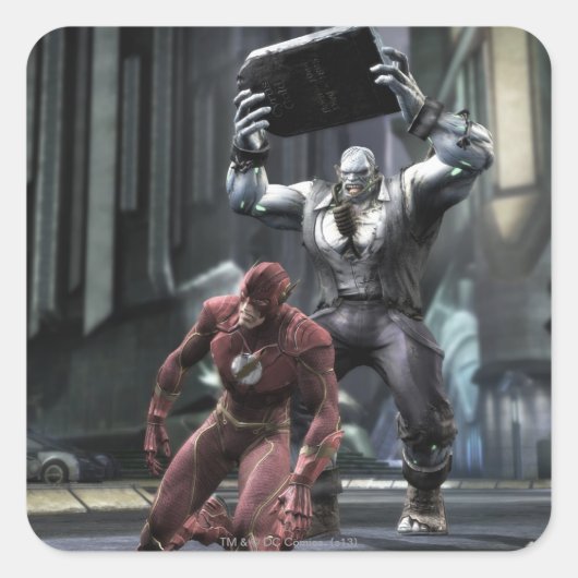 Screenshot: Flash vs. Grundy Vierkante Sticker (Voorkant)