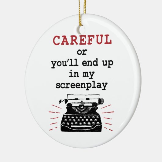 Screenwriter eindigt voorzichtig in mijn schermwee keramisch ornament (Links)