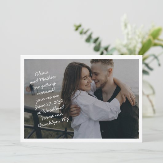 Scribble Casual handgeschreven Monogram Fotobruilo Kaart (Staand voorkant)