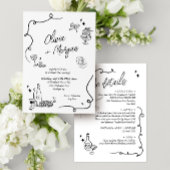 Scribble Doodle Alles in een bruiloft uitnodiging