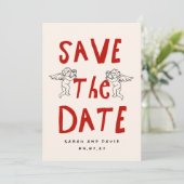 Scribble Funny Doodle Save the date Invitation (Debout devant)