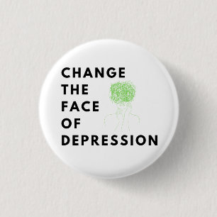 Scribble Head_ChangeHet gezicht van depressie Ronde Button 3,2 Cm