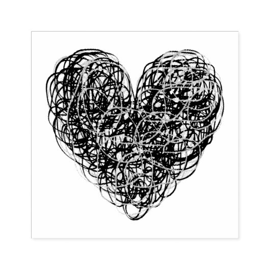 Scribble Heart Rubberstempel (Afrduk)