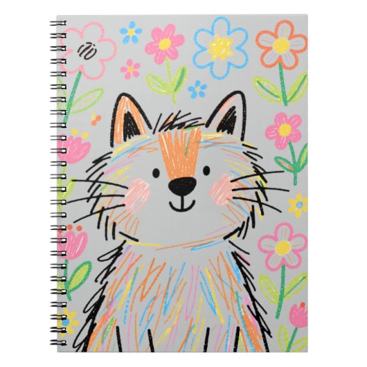 Scribble Kat Notitieboek Grijs (Voorkant)
