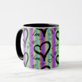 Scribble Love Xoxo Heart Stripe Mug (Devant gauche)
