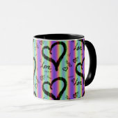 Scribble Love Xoxo Heart Stripe Mug (Devant droit)
