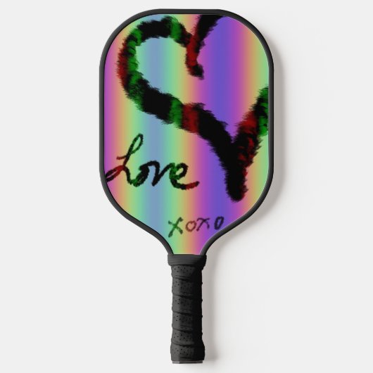 Scribble Love Xoxo Heart Stripe Pickleball Paddle (Voorkant)