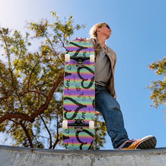 Scribble Love Xoxo Heart Stripe Skateboard (Extérieur 1)