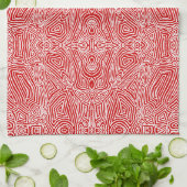 Scribble Motif Rouge Serviette de cuisine (Plié)