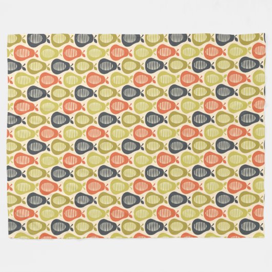 Scribble Pear Multi kleuren, moderne retro stijl Fleece Deken (Voorkant (Horizontaal))