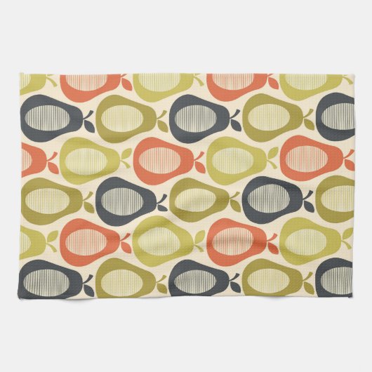 Scribble Pear Multi kleuren, moderne retro stijl Theedoek (Horizontaal)