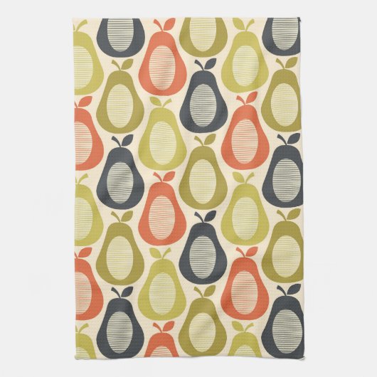 Scribble Pear Multi kleuren, moderne retro stijl Theedoek (Verticaal)