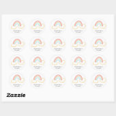 Scribble Rainbow en Cloud Birthday Hartelijk dank Ronde Sticker (Vel)