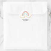 Scribble Rainbow en Cloud Birthday Hartelijk dank Ronde Sticker (Tas)